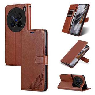 For vivo X200 Pro AZNS Sheepskin Texture Flip Leather Phone Case(Brown)