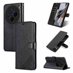 For vivo X200 AZNS Sheepskin Texture Flip Leather Phone Case(Black)
