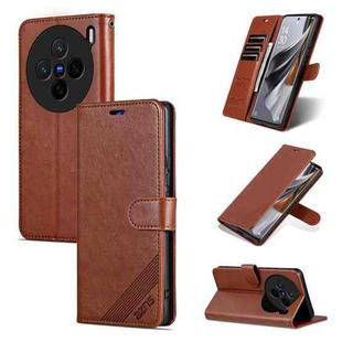 For vivo X200 AZNS Sheepskin Texture Flip Leather Phone Case(Brown)