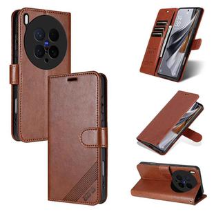For vivo X200 Ultra AZNS Sheepskin Texture Flip Leather Phone Case(Brown)