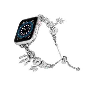 Bead Bracelet Metal Watch Band For Apple Watch SE 2022 44mm(Silver Star)