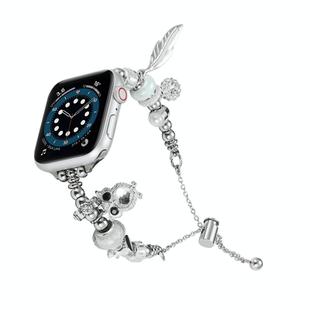 Bead Bracelet Metal Watch Band For Apple Watch 38mm(Silver Owl)