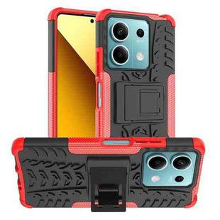 For Xiaomi Redmi Note 13 5G Global Tire Texture TPU + PC Phone Case with Holder(Red)