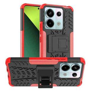 For Xiaomi Redmi Note 13 Pro 5G Global Tire Texture TPU + PC Phone Case with Holder(Red)