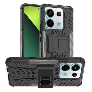 For Xiaomi Redmi Note 13 Pro 5G Global Tire Texture TPU + PC Phone Case with Holder(Black)