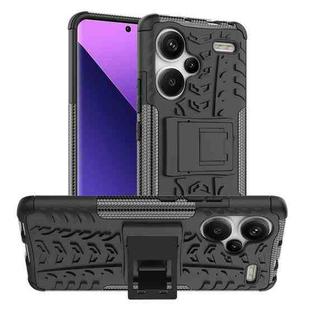 For Xiaomi Redmi Note 13 Pro+ 5G Tire Texture TPU + PC Phone Case with Holder(Black)