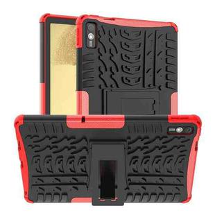 For Lenovo Tab M10 Tire Texture TPU + PC Tablet Case with Holder(Red)