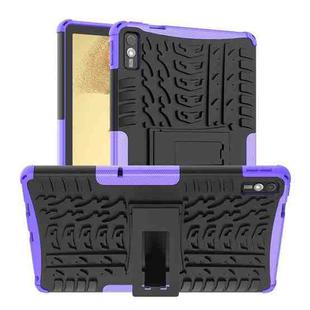 For Lenovo Tab M10 Tire Texture TPU + PC Tablet Case with Holder(Purple)