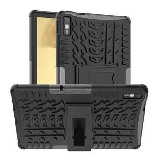 For Lenovo Tab M10 Tire Texture TPU + PC Tablet Case with Holder(Black)