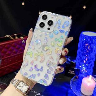 For iPhone 14 Little Star Series Glitter Powder TPU Phone Case(Leopard Print)