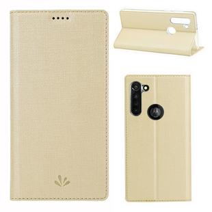 For Motorola Moto G8 ViLi DMX-54 Shockproof TPU + PU Leather Magnetic Attraction Horizontal Flip Protective Case with Card Slots & Holder(Champagne Gold)