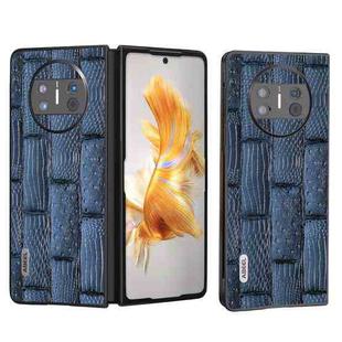 For Huawei Mate X3 ABEEL Genuine Leather Mahjong Texture Series Phone Case(Blue)