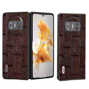For Huawei Mate X3 ABEEL Genuine Leather Mahjong Texture Series Phone Case(Brown)