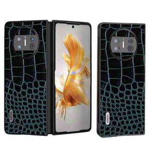 For Huawei Mate X3 ABEEL Genuine Leather Crocodile Pattern Black Edge Phone Case(Blue)