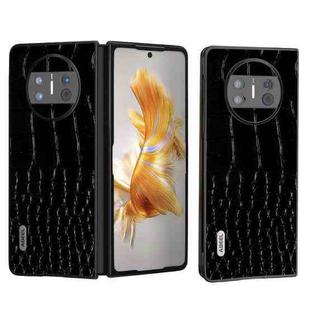For Huawei Mate X3 ABEEL Genuine Leather Crocodile Pattern Black Edge Phone Case(Black)