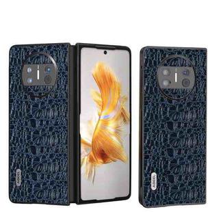 For Huawei Mate X3 ABEEL Genuine Leather Sky Series Black Edge Phone Case(Blue)