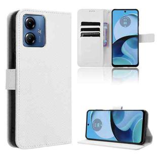 For Motorola Moto G14 4G Diamond Texture Leather Phone Case(White)