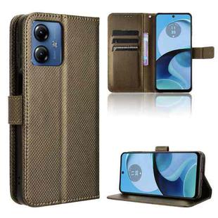 For Motorola Moto G14 4G Diamond Texture Leather Phone Case(Brown)