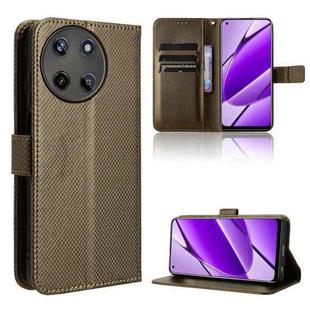 For Realme 11 4G Foreign Diamond Texture Leather Phone Case(Brown)