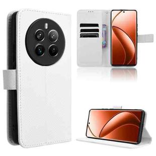 For Realme 12+ 5G Diamond Texture Leather Phone Case(White)