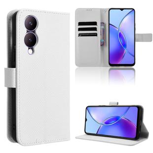 For vivo Y33T 2023 Diamond Texture Leather Phone Case(White)