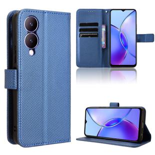 For vivo Y33T 2023 Diamond Texture Leather Phone Case(Blue)