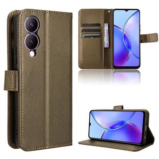 For vivo Y33T 2023 Diamond Texture Leather Phone Case(Brown)