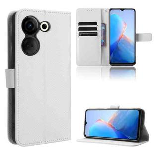 For Tecno Camon 20 Pro Diamond Texture Leather Phone Case(White)