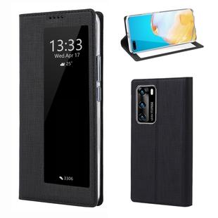 For Huawei P40 ViLi DMX-54 Shockproof TPU + PU Leather View Window Magnetic Attraction Horizontal Flip Protective Case with Card Slots & Holder & Sleep / Wake-up(Black)