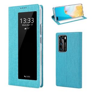 For Huawei P40 ViLi DMX-54 Shockproof TPU + PU Leather View Window Magnetic Attraction Horizontal Flip Protective Case with Card Slots & Holder & Sleep / Wake-up(Blue)