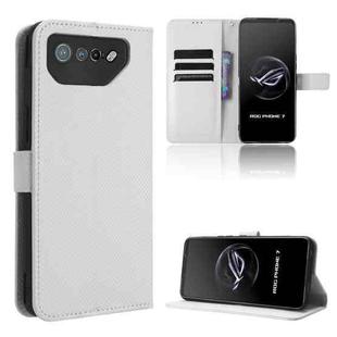 For ASUS ROG Phone 7 Diamond Texture Leather Phone Case(White)
