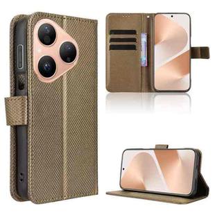 For Huawei Pura 80 5G Diamond Texture Leather Phone Case(Brown)