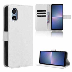 For Sony Xperia 5 V 2023 Diamond Texture Leather Phone Case(White)