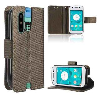 For Sharp Mamorino6 Diamond Texture Leather Phone Case(Brown)
