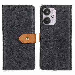 For Xiaomi Redmi 13C European Floral Embossed Leather Phone Case(Black)