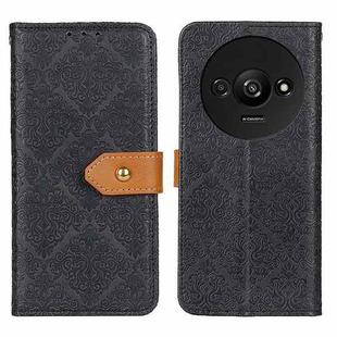 For Xiaomi Redmi A3 European Floral Embossed Leather Phone Case(Black)
