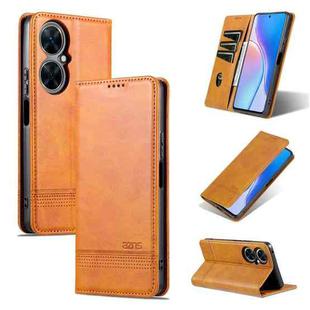 For Huawei Maimang 20 AZNS Magnetic Calf Texture Flip Leather Phone Case(Light Brown)