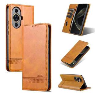 For Huawei Nova 11 Pro AZNS Magnetic Calf Texture Flip Leather Phone Case(Light Brown)