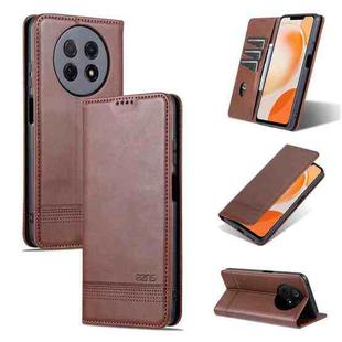 For Huawei Enjoy 60X AZNS Magnetic Calf Texture Flip Leather Phone Case(Dark Brown)
