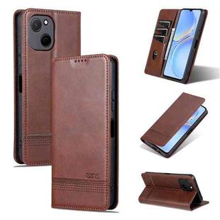 For Huawei Maimang A20 AZNS Magnetic Calf Texture Flip Leather Phone Case(Dark Brown)