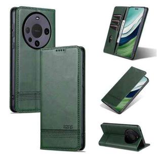 For Huawei Mate 60 AZNS Magnetic Calf Texture Flip Leather Phone Case(Dark Green)