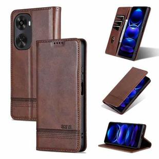 For Huawei nova 11 SE AZNS Magnetic Calf Texture Flip Leather Phone Case(Dark Brown)