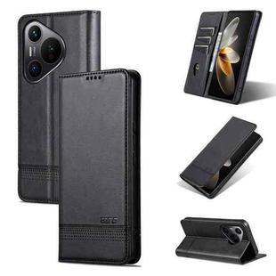 For Huawei Pura 70 AZNS Magnetic Calf Texture Flip Leather Phone Case(Black)