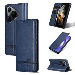 For Huawei Pura 70 AZNS Magnetic Calf Texture Flip Leather Phone Case(Dark Blue)