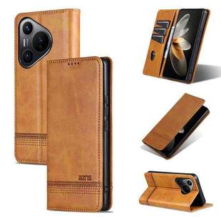 For Huawei Pura 70 AZNS Magnetic Calf Texture Flip Leather Phone Case(Light Brown)