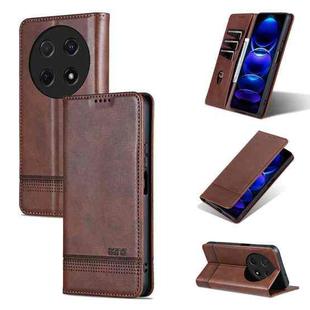 For Huawei Enjoy 70 Pro/nova 12i AZNS Magnetic Calf Texture Flip Leather Phone Case(Dark Brown)