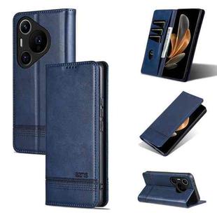 For Huawei Pura 70 Pro / 70 Pro+ Fine Hole AZNS Magnetic Calf Texture Flip Leather Phone Case(Dark Blue)