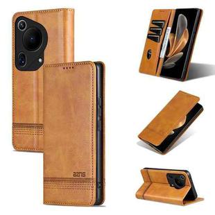For Huawei Pura 70 Ultra AZNS Magnetic Calf Texture Flip Leather Phone Case(Light Brown)