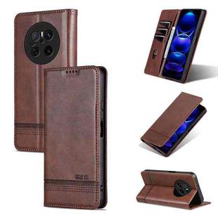 For Huawei Mate 70 AZNS Magnetic Calf Texture Flip Leather Phone Case(Dark Brown)