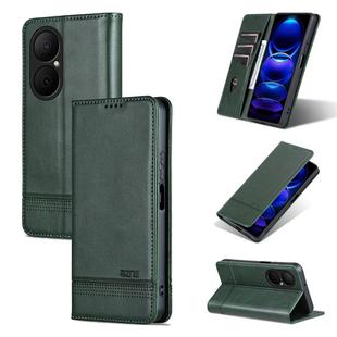 For Huawei Enjoy 80 AZNS Magnetic Calf Texture Flip Leather Phone Case(Dark Green)